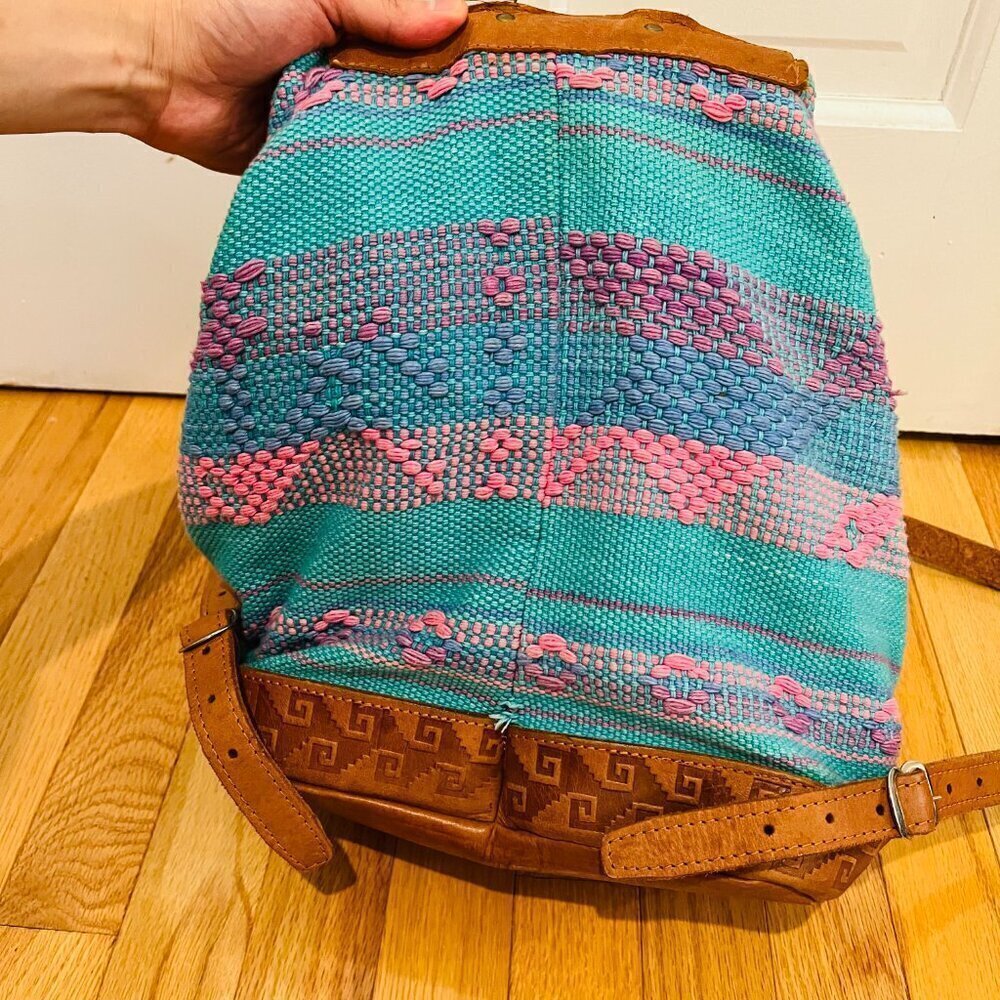 Vintage American Darling Backpack Hand Tooled Saddle Blanket Genuine Leather - Picture 6 of 16